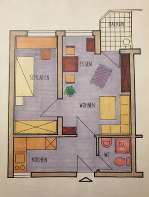 Kapitalanlage - 2 ZW mit Balkon, Einbauküche u. TG-Stellplatz in Waiblingen – Grundriss