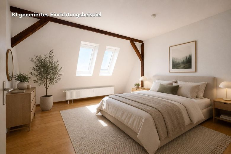 Altbau-Dachgeschosswohnung mit privater Dachterrasse am Adolfplatz — 127m², provisionsfrei – Schlafzimmer