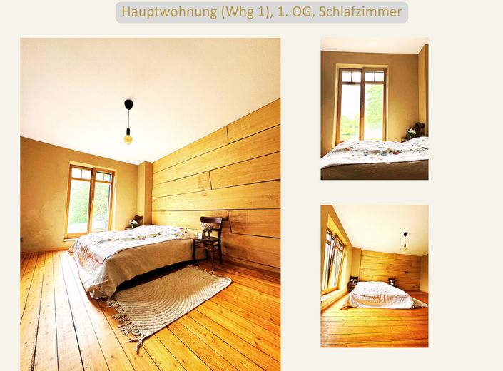 Schlaf-, Ankleidezimmer + Bad