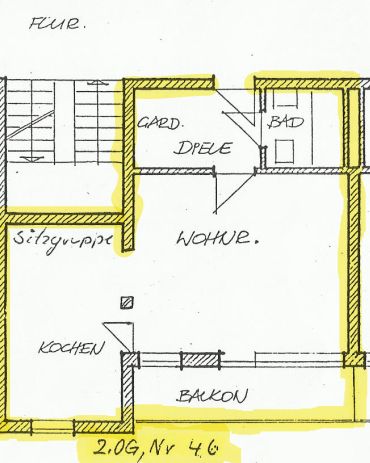 Apartamento modernizado de 2 habitaciones con logia y alquiler sólido – Grundriss