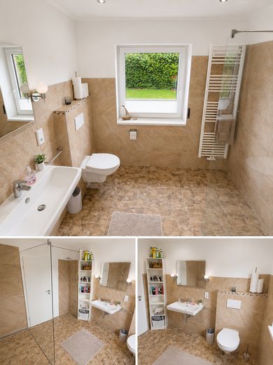 Großzügiges Einfamilienhaus- modernisiert & vielseitig nutzbar – Badezimmer unten