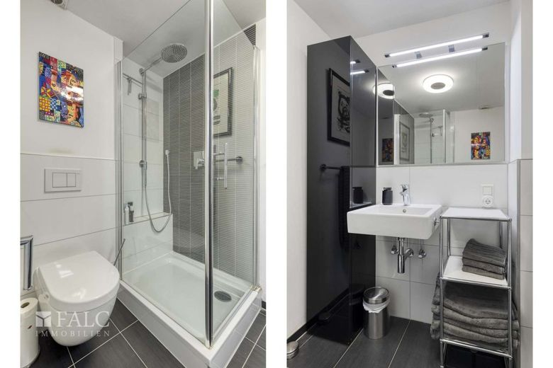 DG-Traum mit Kamin &amp; großem Balkon ins Grüne | 110 m² – Badezimmer 1