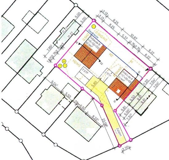 Baugrundstück für 1 EFH und 1 DHH
mit genehmigtem Vorbescheid in Haar – Bebauungsmöglichkeit, Lageplan