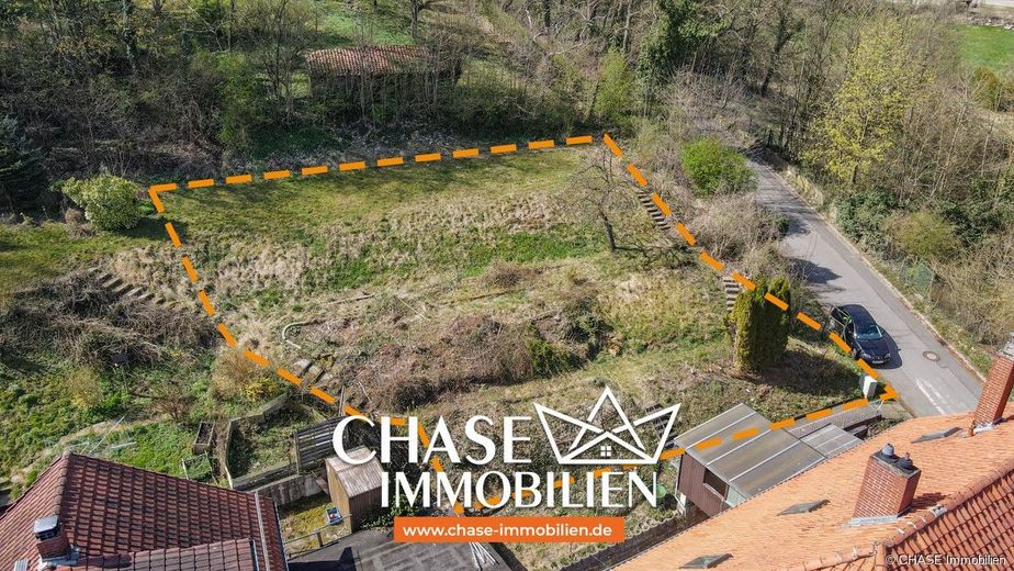 Einzigartiges Baugrundstück mit traumhaftem Weitblick in Hanglage Lauensteins - Bautraum in Idylle! – Luftaufnahme - seitlich (gezeichnet)