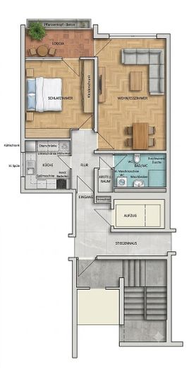 Великолепная 2-комнатная квартира в 85764 Обершлайсхайме – Grundrissplan Wohnung