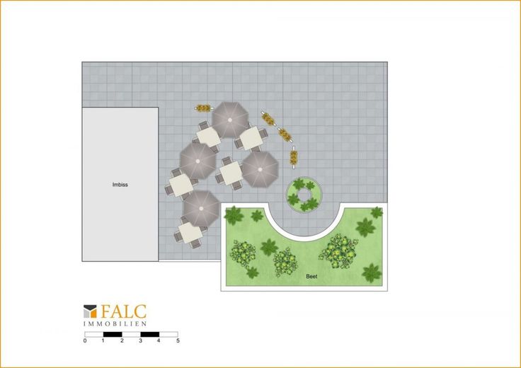 IMBISS + RESTAURANT mit Außenterrasse im Herzen von Beelen – Beispiel Grundriss Terrasse
