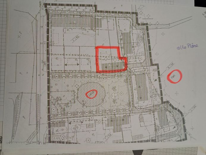 Baugrundstück 1220 m² erschlossen Mischgebiet ostseenah wohnen und arbeiten im Grünen – alter Lageplan mit Ruine