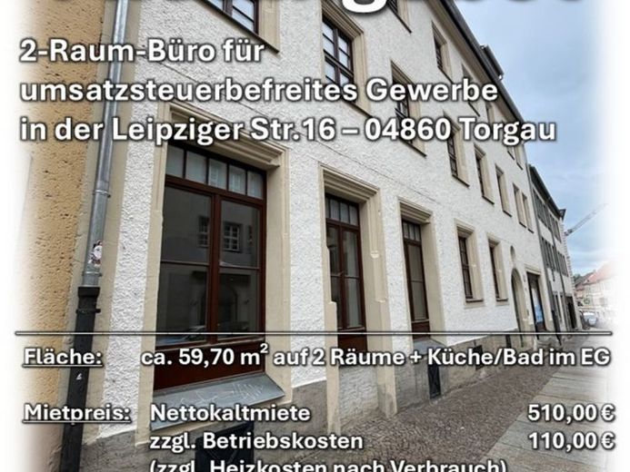 2-Raum-Büro für umsatzsteuerbefreites Gewerbe – फोटो 1