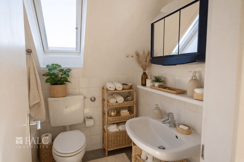 Kompakt, ruhig, zentral - 2-Zimmer-Dachgeschosswohnung mit optimalen Grundriss – Bad Einrichtungsbeispiel