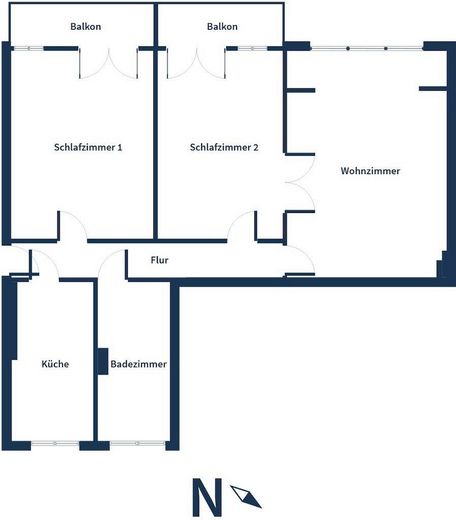 Provisionsfrei: 111 m² Altbau-Kapitalanlage mit 2 Südbalkonen, Helmholtz-Kiez Prenzlauer Berg – Grundriss  3-Zimmer
