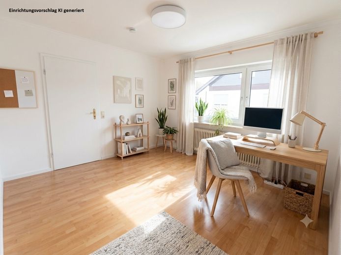 Przestronne, świeżo wyremontowane mieszkanie 3,5-pokojowe o powierzchni 115 m², z dużym balkonem, garażem i miejscem parkingowym – Büro eingerichtet KI