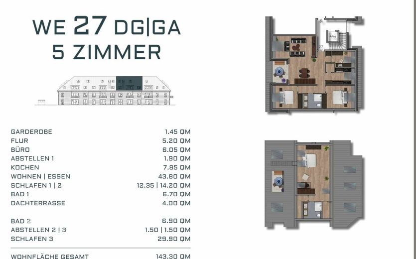 Hier oben beginnt Entspannung - moderne Dachwohnung mit Galerie – WE 27