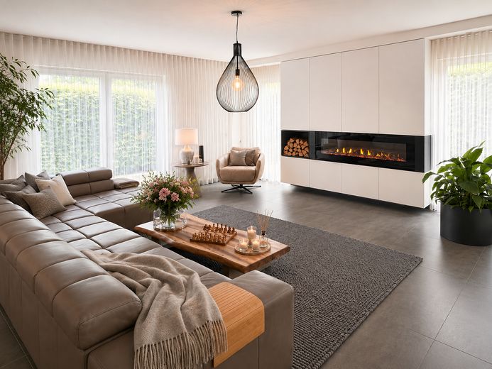 Wohnzimmer mit Elektrokamin