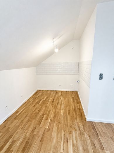 First occupancy after loft conversion: Bright 2-room apartment with fitted kitchen and balcony – Küche