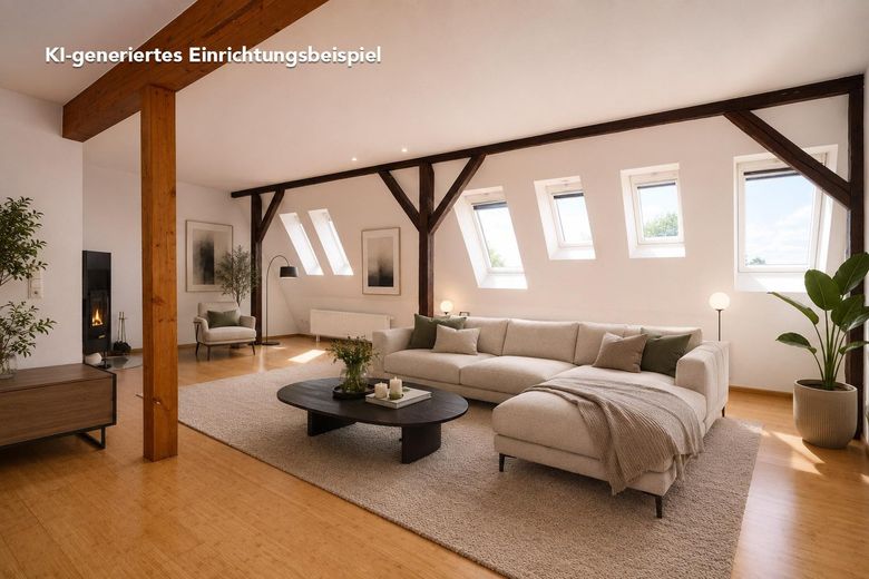 Altbau-Dachgeschosswohnung mit privater Dachterrasse am Adolfplatz — 127m², provisionsfrei – Wohnzimmer