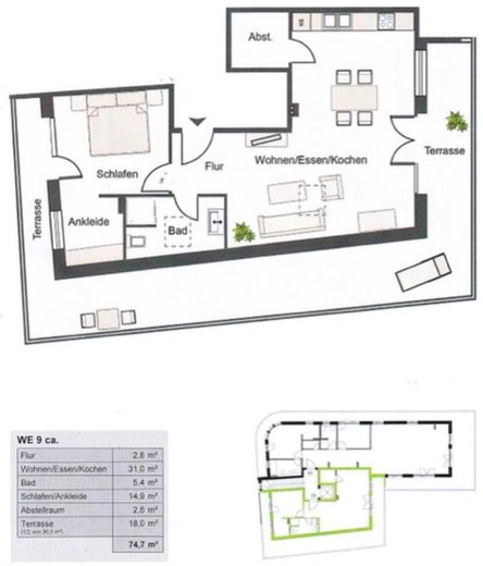 Modernes 2,5-Zi.-Penthouse mit Aufzug & Stellplatz – Solingen-Ohligs – Grundriss