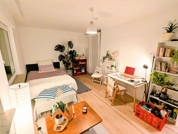 Appartement moderne meublé de 1 pièce à Stuttgart Mitte – Einrichtungsbeispiel