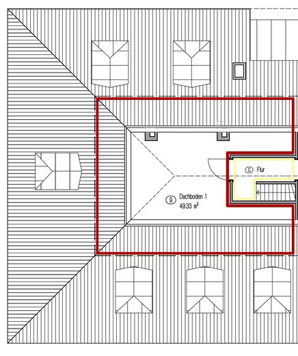 Dachgeschoss-Rohling (ca. 79 m²) zum Selbstausbau in der Südweststadt / + Ausbauoption im Dachspitz – Grundriss Dachspitz