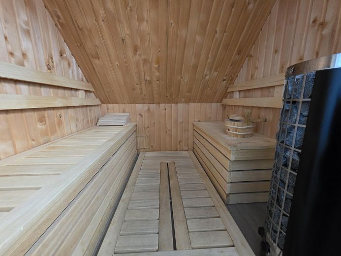 Zwei Wochenend Häuser an der Thülsfelder Talsperre – Sauna