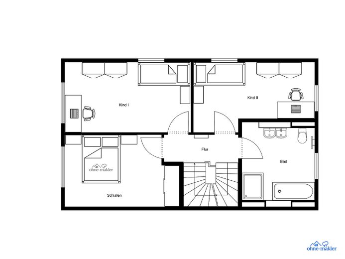 Casa adosada de nueva construcción (5 hab.) con jardín y plaza de aparcamiento – solo queda 1 disponible | cerca de Berlín/Potsdam – 2D-Grundriss 1. OG