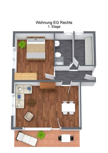 Ruhige Renovierte 2 Zimmer Wohnung – Grundriss