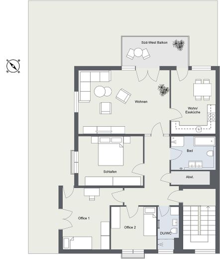 Appartamento per famiglie di rara bellezza – balcone esposto a sud-ovest, 2 bagni e posizione tranquilla di prim’ordine a Freiburg-Vauban – Grundriss 