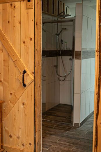 Landhaus Generationenhof mit bis zu 10 ha Land und Bachlauf – Wellness Dusche