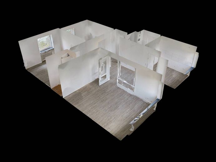 BIS ZU 3 NKM FREI: Schöne 3-Zimmer-Wohnung mit BALKON und intelligentem Grundriss in Kappeln-Ellenberg – 3D-Ansicht Grundriss