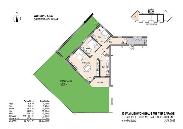 Neubau von 2024, 3-Zimmer-Wohnung mit 150 qm Garten,  Aufzug, TiGa, – Foto 3