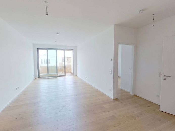 **Hochwertige 3-Zi.-Neubauwhg. mit EBK, 2 Bädern, Balkon und Rheinblick, direkt am Zollhafen** – Ansicht I: Wohn- und Esszimme…