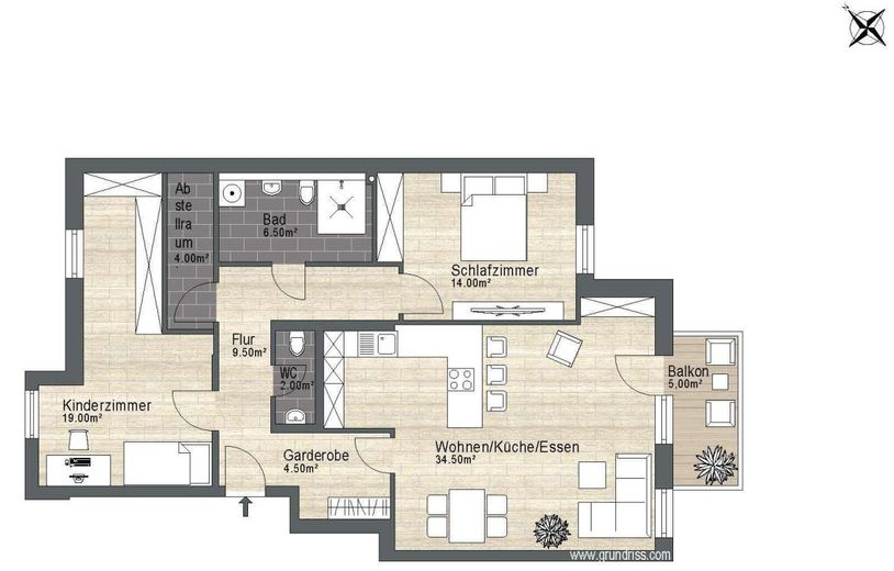 RUHIGE 3-RAUM WOHNUNG MIT LIFT IN LAUBEGAST – Grundriss
