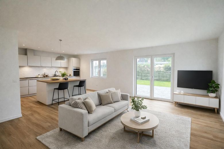 ✨ Modernes Neubau-Einfamilienhaus 3 Schlafzimmer Garten Fussbodenheizung Erstbezug ✨ – Wohnküche mit KI gearbeitet