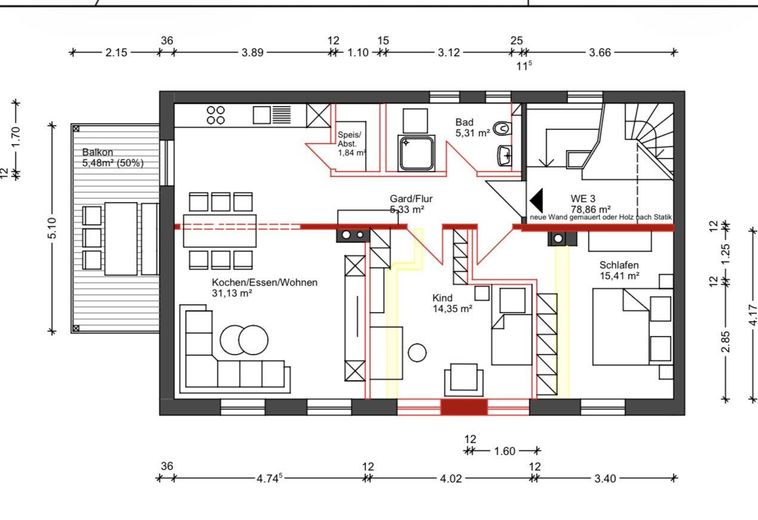 Beautiful 3-Room Apartment in Hof with Balcony and Kitchen – Photo 9