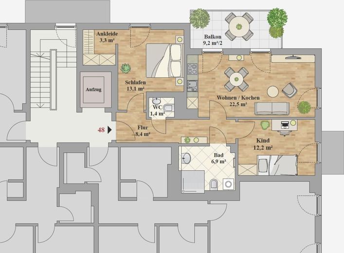 ERSTBEZUG AB 01.11.26 - SCHÖNE 3-RAUM WOHNUNG – Grundriss_WE_48