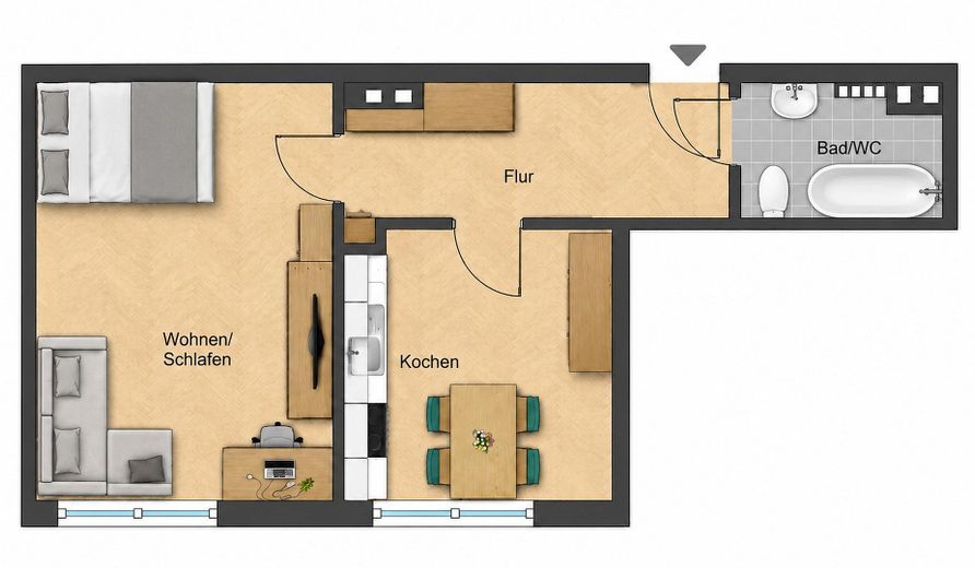 Provisionsfrei: Möblierte 1-Zimmer-Wohnung in zentraler Würzburger Innenstadtlage – Foto 9