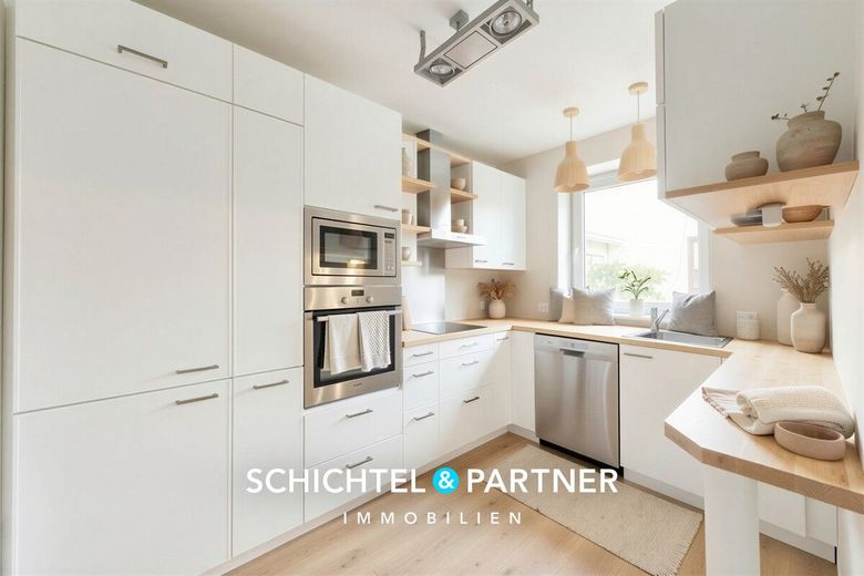 Hulsberg | Vermietetes Reihenhaus mit fünf Etagen, Garten und Garage – S&amp;P | Küche (digitales Staging)