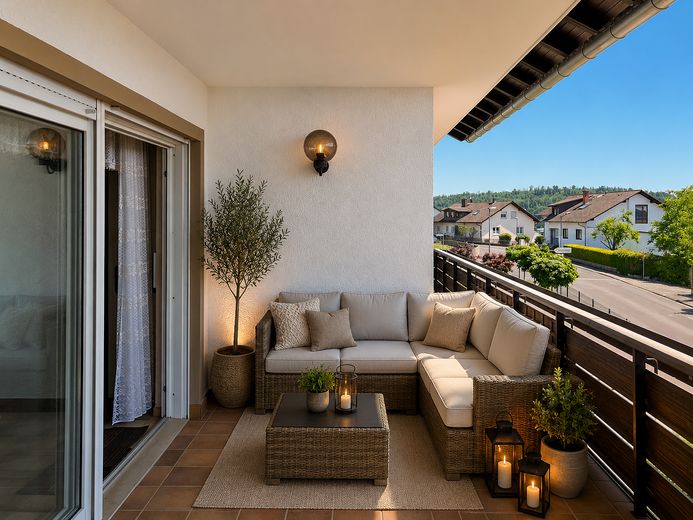 Hochwertiges Zweifamilienhaus, gehobene Ausstattung, Ausbaupotential, traumhafter Ausblick – Loggia (generiert)