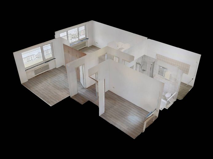Perfekt für Paare oder eine kleine Familie: Gemütliche 3-Zimmer-Wohnung mit BALKON – 3D-Ansicht Grundriss