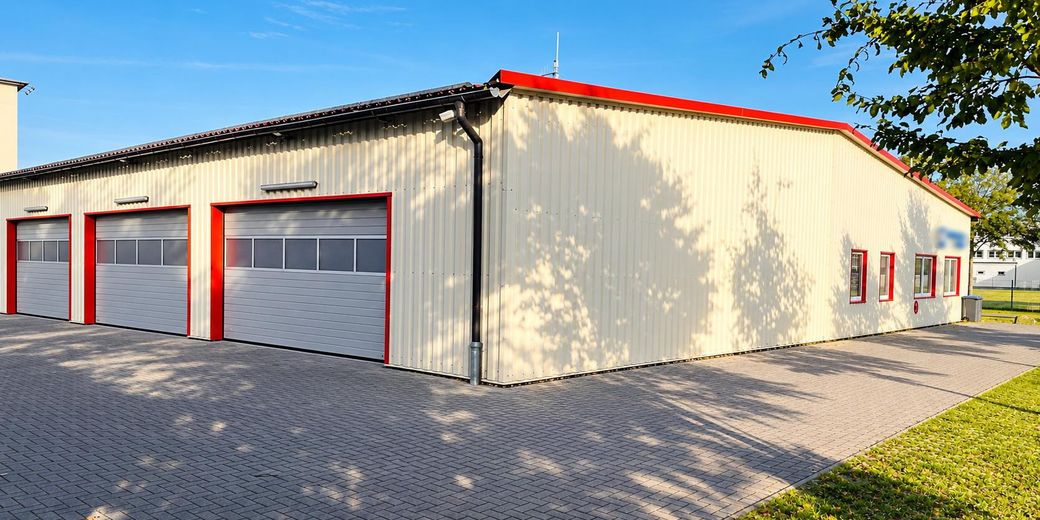 Gewerbeobjekt/Halle mit Büro und Stellplätzen zentral gelegen in Wismar-Westhafen – Rückseite
