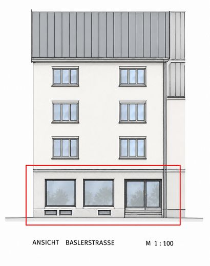 Büro / Praxis / Laden mit Lager zentral in Lörrach zu verkaufen – Außenansicht / Skizze