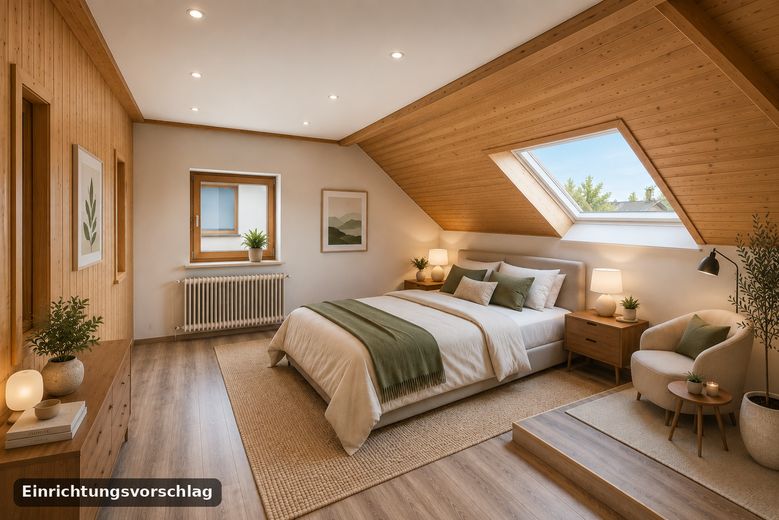 Wohnen wie im eigenen Haus: 6,5-Zi.-Maisonette, 195 m² mit Weitblick, ruhige Waldrandlage in Leimen – Schlafzimmer DG