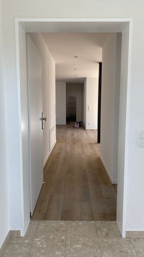 4-Zimmerwohnung in Traumlage mit Kachelofen, Balkon, Dachterrasse, Gästebad und Garage – Wohnungseingang und Flur