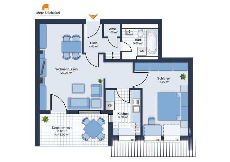 Kapitalanlage oder Eigenheim: Attraktive 2-Zi.-Wohnung mit Balkon &amp; TG-Stellplatz in Mainz- Finthen – Grundriss