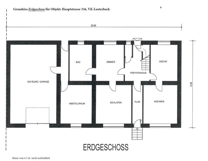 Einfamilienhaus mit viel Platz  – ideal für Familien mit großem Grundstück, Garten und Garage – Grundriss  EG