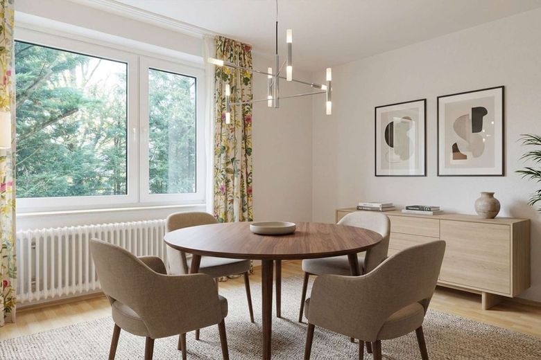 Vermietete 3-Zimmer-Wohnung mit Südwest-Balkon in Frankfurt-Ginnheim – Esszimmer - digital nachbearbeitet aus Privatsphäregründen