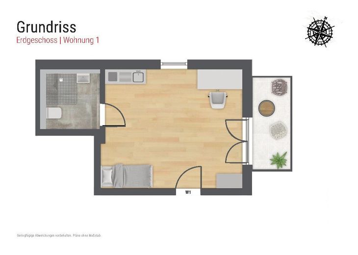 Studentenwohnung möbliert mit "All-In" Miete in Augsburg, Neubau – Grundriss