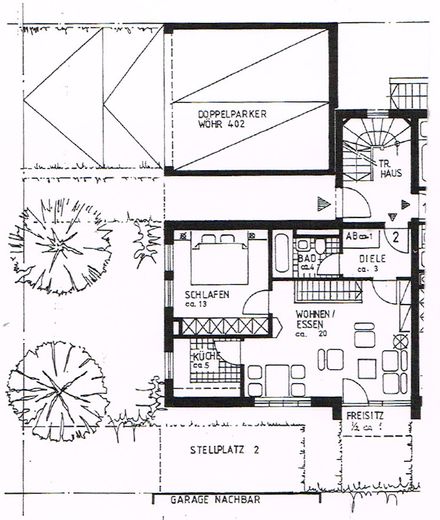 79m² Wohn-/Nutzfläche | Provisionsfrei | 3 Zimmer Maisonette Gartenwohnung | sofort bezugsfrei – Grundriss-EG