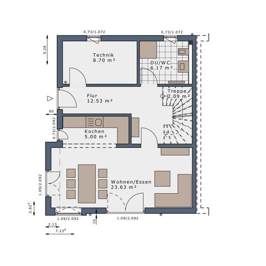 Ihr Traumhaus am See: Nachhaltiges Doppelhaus in der Ammersee-Region – Grundriss Erdgeschoss
