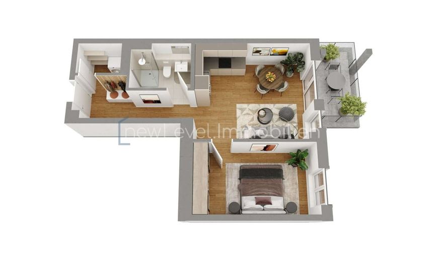 2-Zi. - Eigentumswohnung im ILLERPARK | 55,6 m² | Erstbezug (2.4.3) – 3D Grundriss Wohnung 3