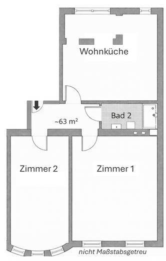Freshly renovated 3-room period apartment – Grundriss